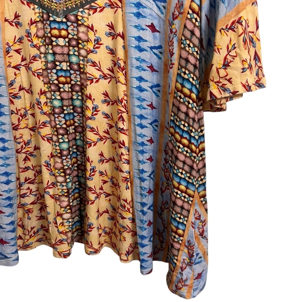 Soft surroundings blouse embroidered velvet patchwork blouse fifi tunic boho - Picture 4 of 9